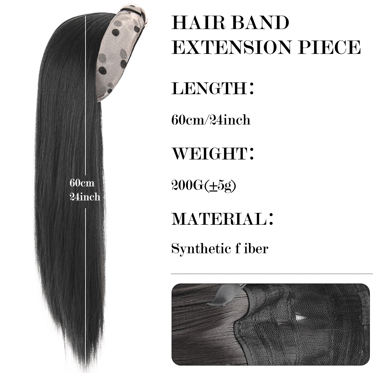 Extension capillaire synthétique longue lisse 24 pouces, bandeau cerceau noir brun résistant à la chaleur, accessoires pour femmes
