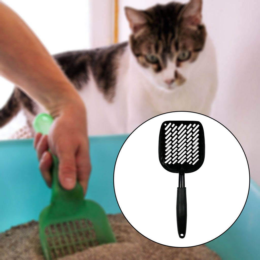 Cat Litter Box Scoop Wide Poop Picker Long Handle Rust Resistant Corrosion Resistant Litter Box Cleaner for Cat Poop Sifting Pet: Oblique hole