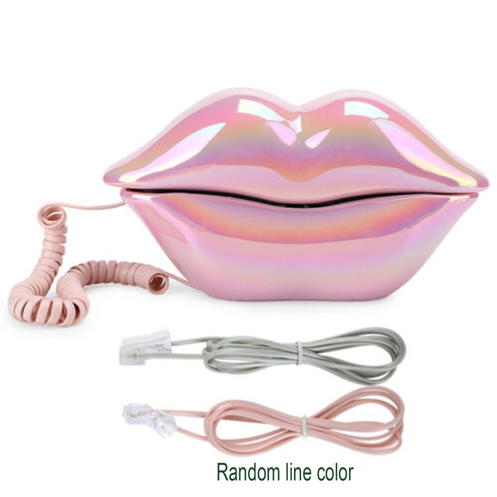 European Style Wired Telephone Corded Funny Lips Shaped Landline Telephone for Home Ofiice For Women: pink