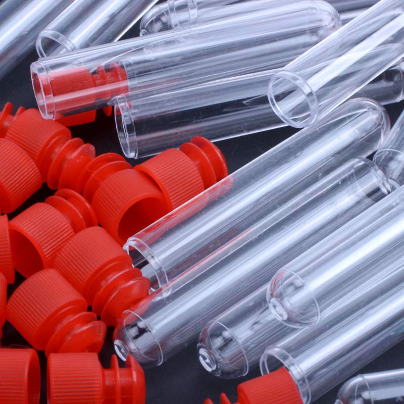 20 Pieces 60 * 12mm Plastic Centrifuge Tube Plastic Test Tube with Screw Cap (Red)