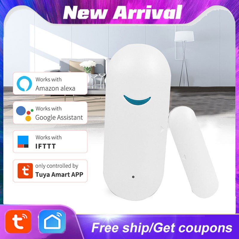 Home Smart Door Alarm/Tuya WiFi Window Door Sensor Door Open Closed Detectors WiFi App Notification Alert Security Alarm System