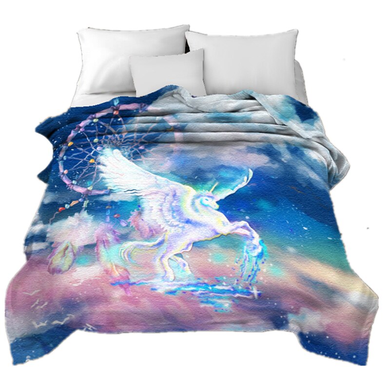 Heavenly horse Bed cover Cheap bedding sets Multicolour Home textile Blue sky and white wings Duvet Cover Quilt Bedspread