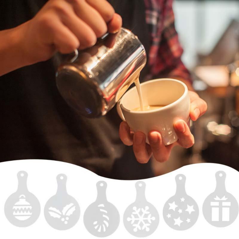 8/16 Pcs Coffee Stencils Fancy Coffee Printing Model Christmas Drawing Mold Valentines Day Drawing Template Cappuccino Mold