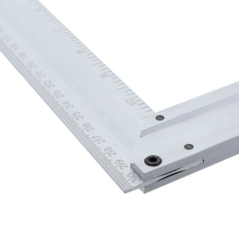 90 Degree Scribing Ruler Carpenter 300mm Square Ruler Aluminum with Level Bubble Metric/Inch Woodworking Tool