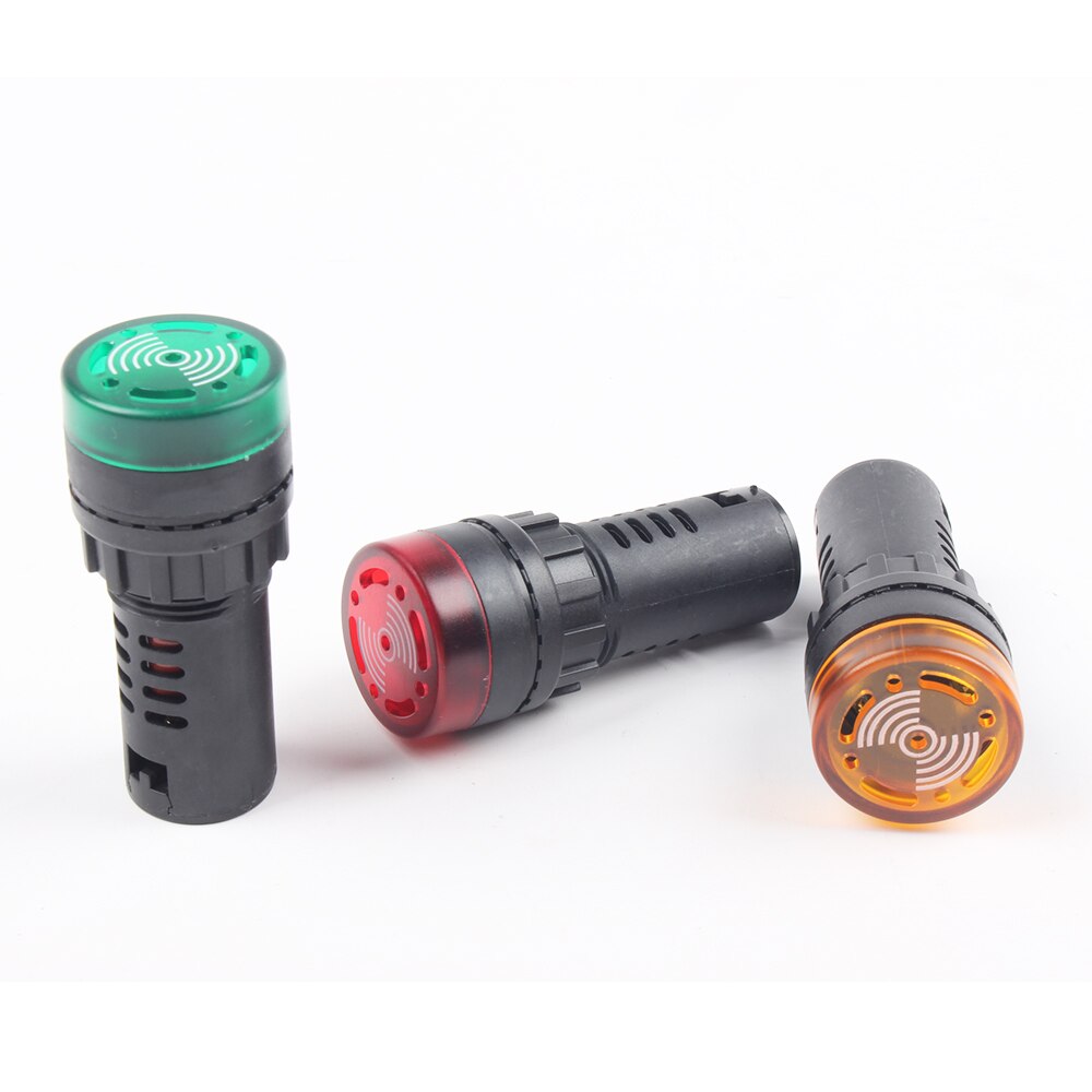 1pc 12V 24V 220V 22mm Flash Signal Light colorful AD16-22SM Red LED Active Buzzer Beep Alarm Indicator Red Green Yellow
