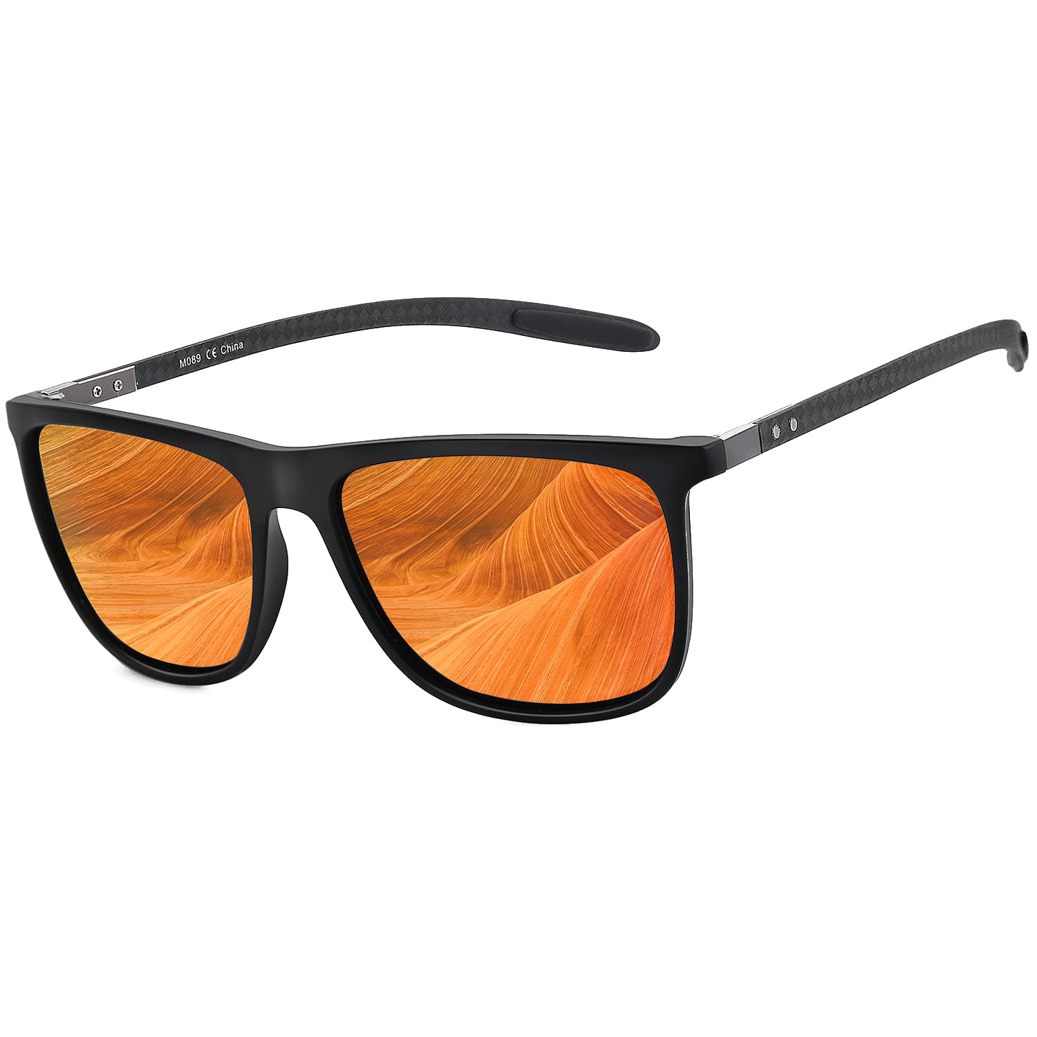ZENOTTIC gafas de sol polarizadas cuadradas para hombres gafas de sol ultraligeras de fibra de carbono para conducir, pescar, deportes de Golf protección UV400: YELLOW