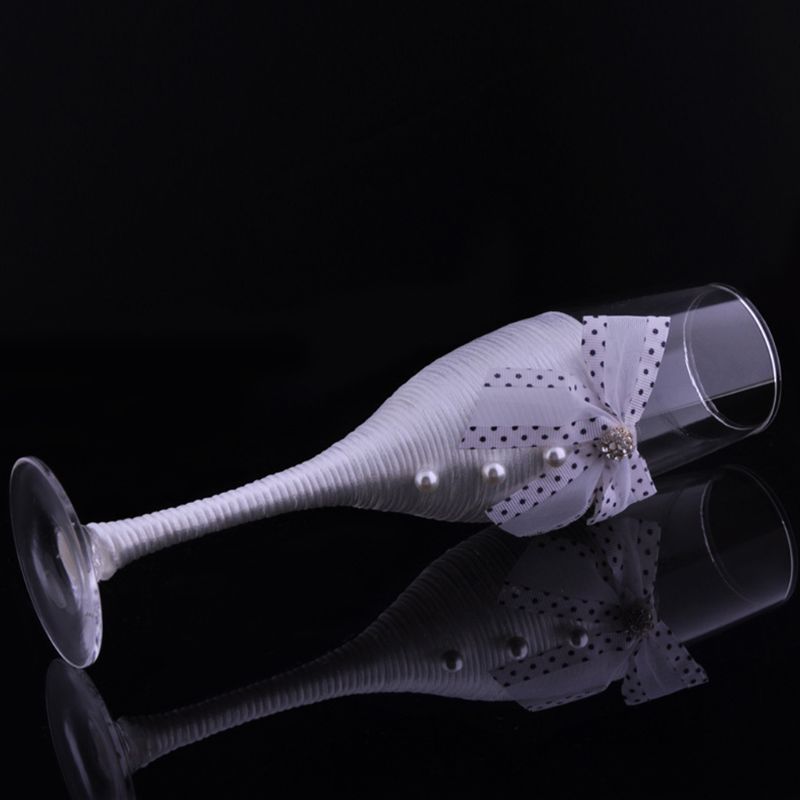 Wijnglazen voor trouwjurken - handgemaakte champagneglazen voor bruid en bruidegom, champagneglas voor bruid en bruidegom (set van  of 2))