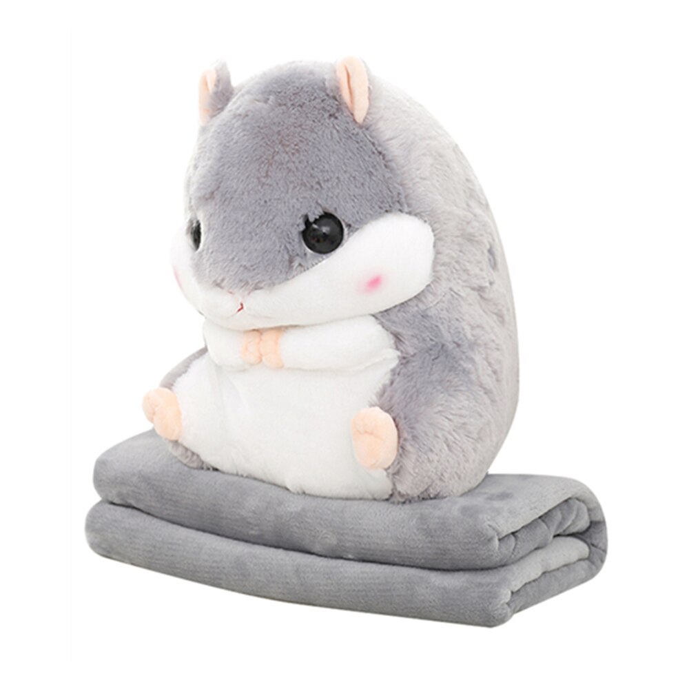 Söt hamster kudde kudde varm hand kudde korall fleece filt multifunktionell filt kudde födelsedag heminredning