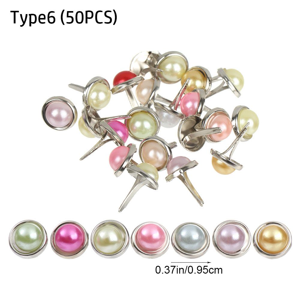 100Pcs Metal Studs Spikes Mini Brads Scrapbooking Versiering Sluiting Sluiting Diy Fotoalbum Ambachten Decoratieve Tweevoetige Nail: Type 6(50PCS)