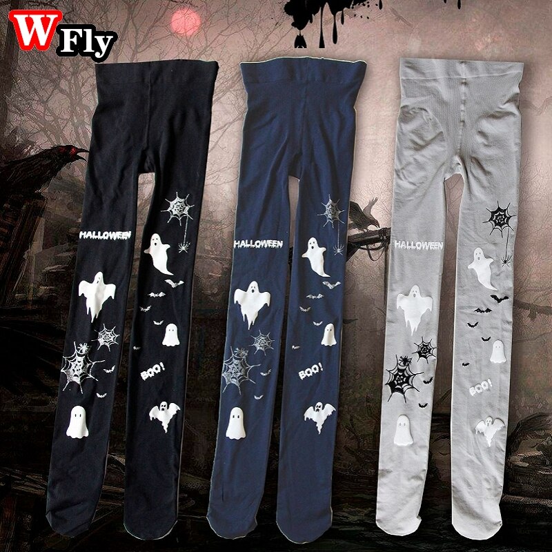 Medias góticas para mujer y niña, medias de alta elasticidad, vestido de bruja de Halloween, medias largas