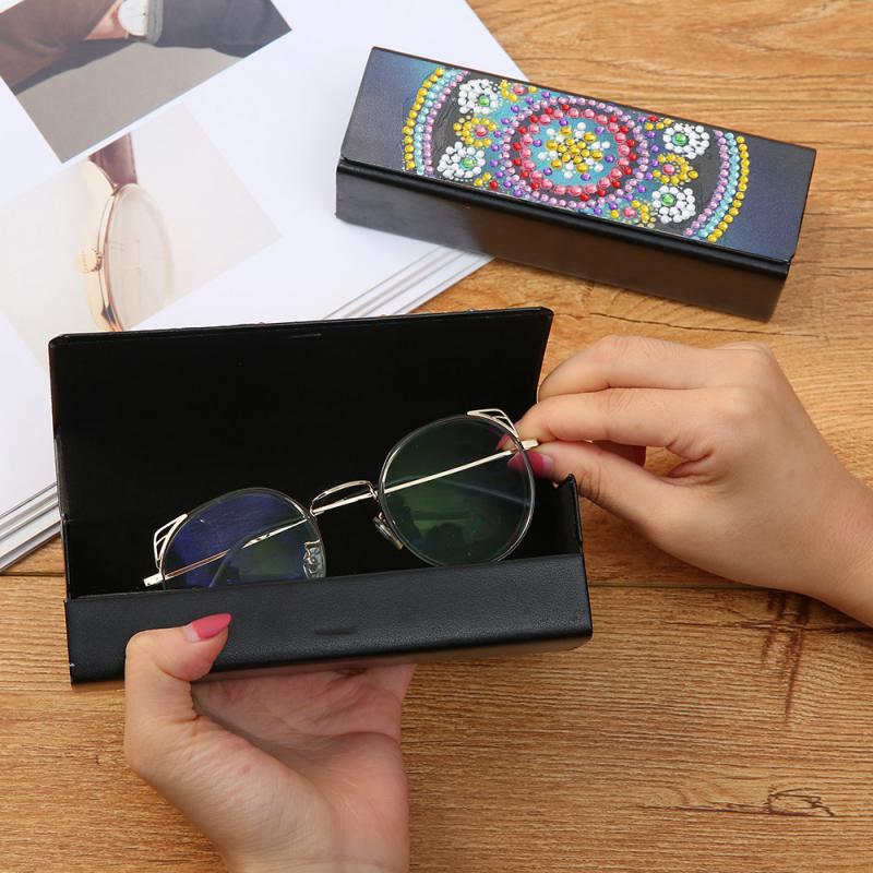 5d diy diamantmaleri briller oppbevaringsboks reise lær solbriller oppbevaringsboks spesiell formet diamant oppbevaringsboks