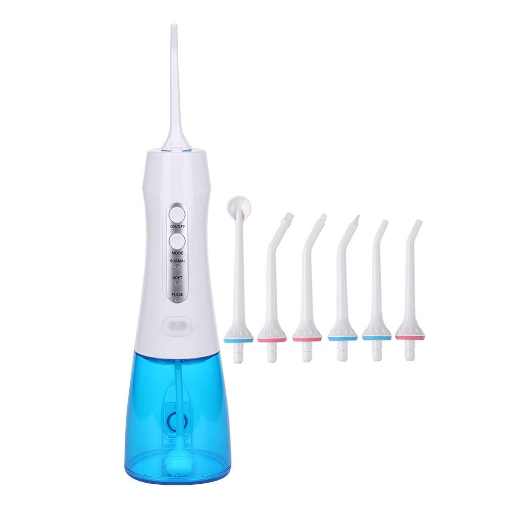 Intelligent Portable Cordless Oral Irrigator USB Rechargeable Teeth Cleaner Water Floss Dental Water Flosser Tooth Pick 6 Jet: white set
