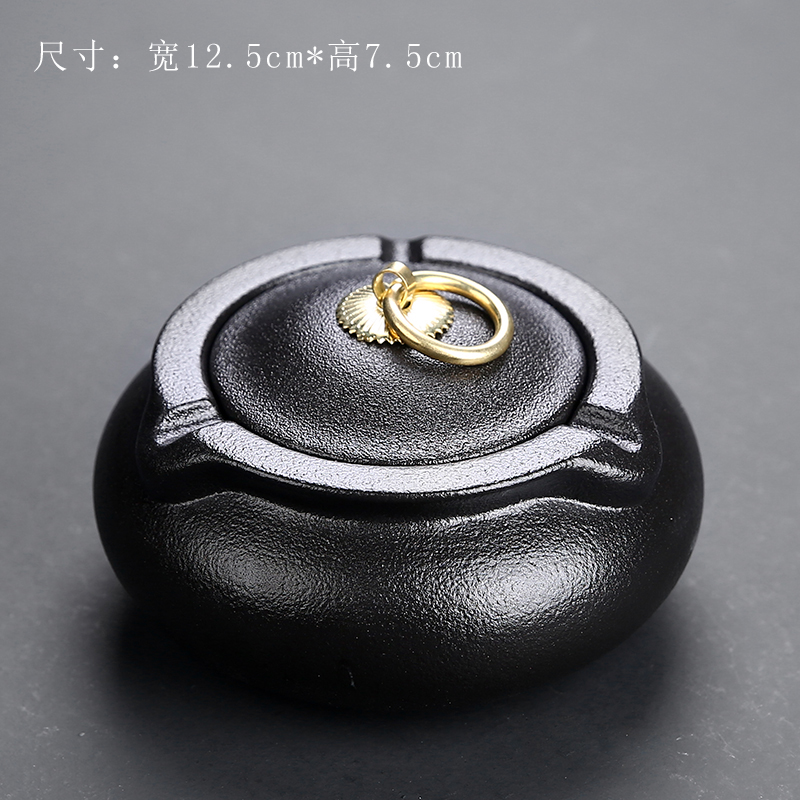 Cenicero de cerámica con tapa para el hogar, Cenicero de Estilo Vintage para sala de estar, mesa de té, suministros de decoración de oficina: Borgoña