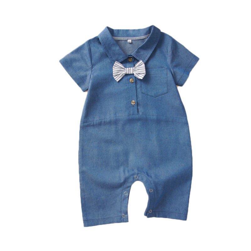 3M-24M Toddler Newborn Baby Girl Boy Spring Clothes Cotton Romper Denim Jumpsuit Outfit