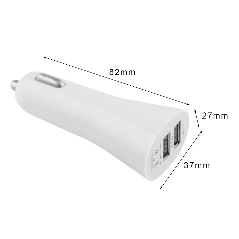 Universal Aluminium Mini Hoorn Vormige Dual Usb 2-Poort Auto-oplader Adapter Socket 5V 3.1A Voor Telefoon tablet