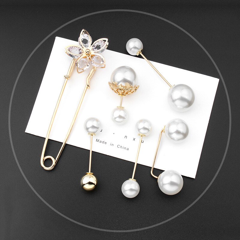 Vrouwen Mode Parel Manchetknopen Taille Gesp Pin Sieraden Accessoires Vrouwelijke Rok Broche Metalen Knoppen Set: Set 8