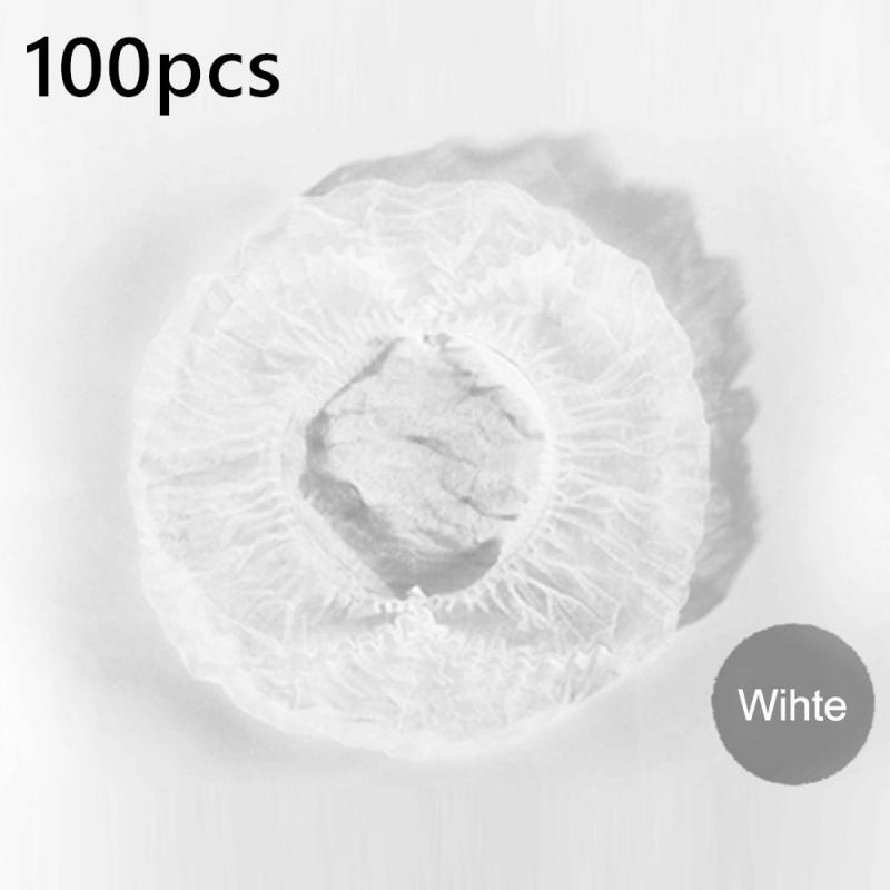 100PC Disposable Salon Non Woven Hair Hat Anti Dust Net Bouffant Cap Head Cover Hat Cleaning Hair Protect Elastic Hat Cap