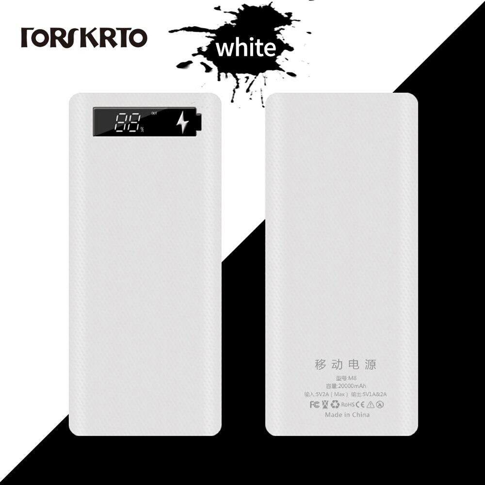 Forskrto 5V Dual USB 8*18650 Power Bank Type C USB Battery Box Mobile Phone Charger DIY Shell Case For IPhone X Samsung S10 Plus