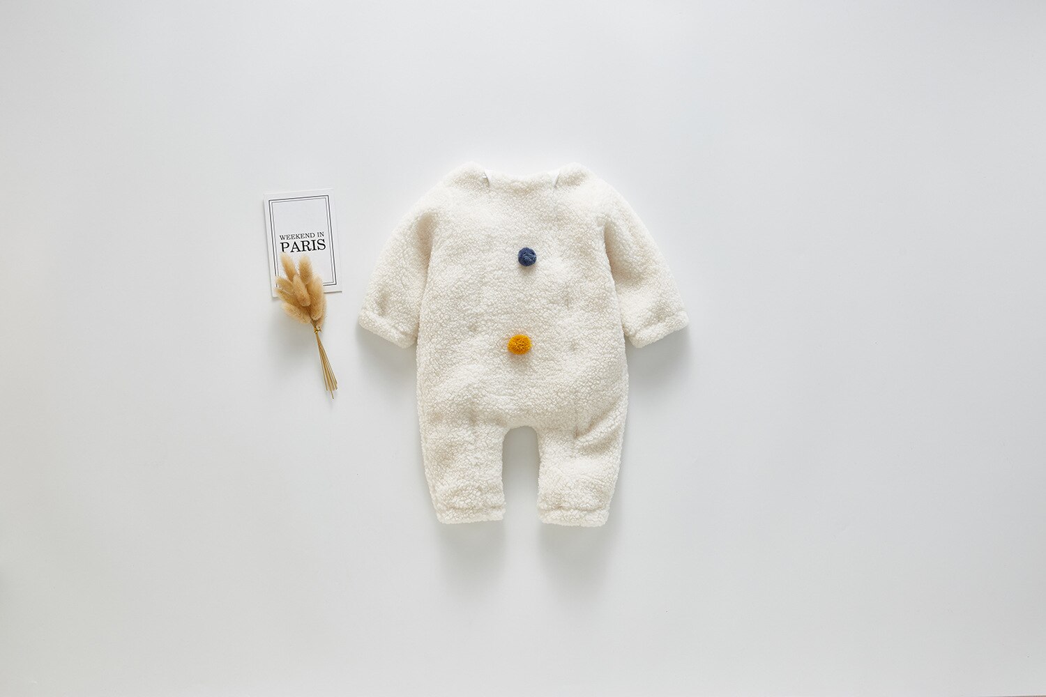 Pelele para bebé, chaqueta cálida de lana, monos gruesos de bola de colores, para invierno,: Blanco / 6M