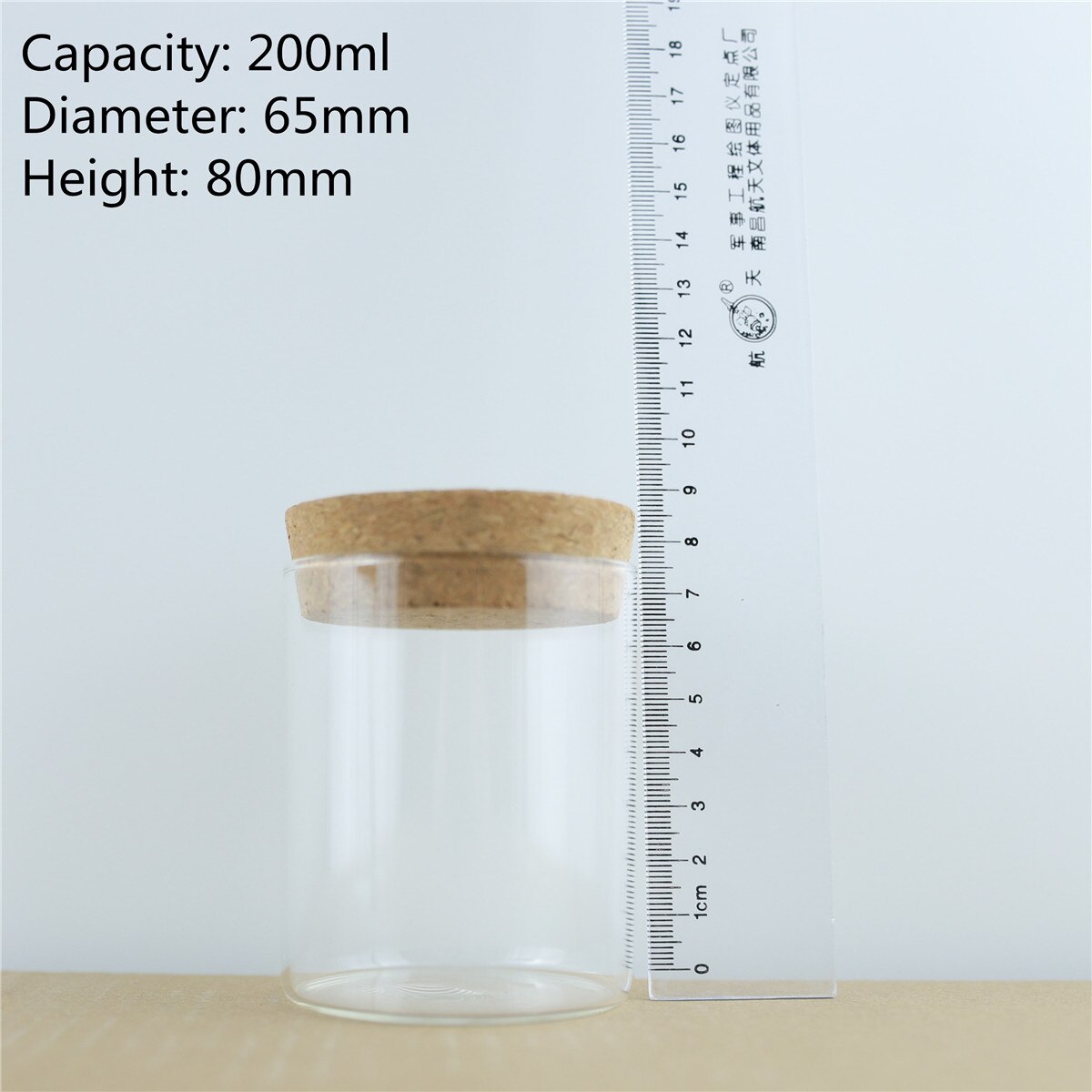 4 Stks/partij Dikke Glazen Fles 65Mm Kurk Spice Flessen Container Potten Flesjes Diy Craft Keuken Opslag Flessen: 200ml