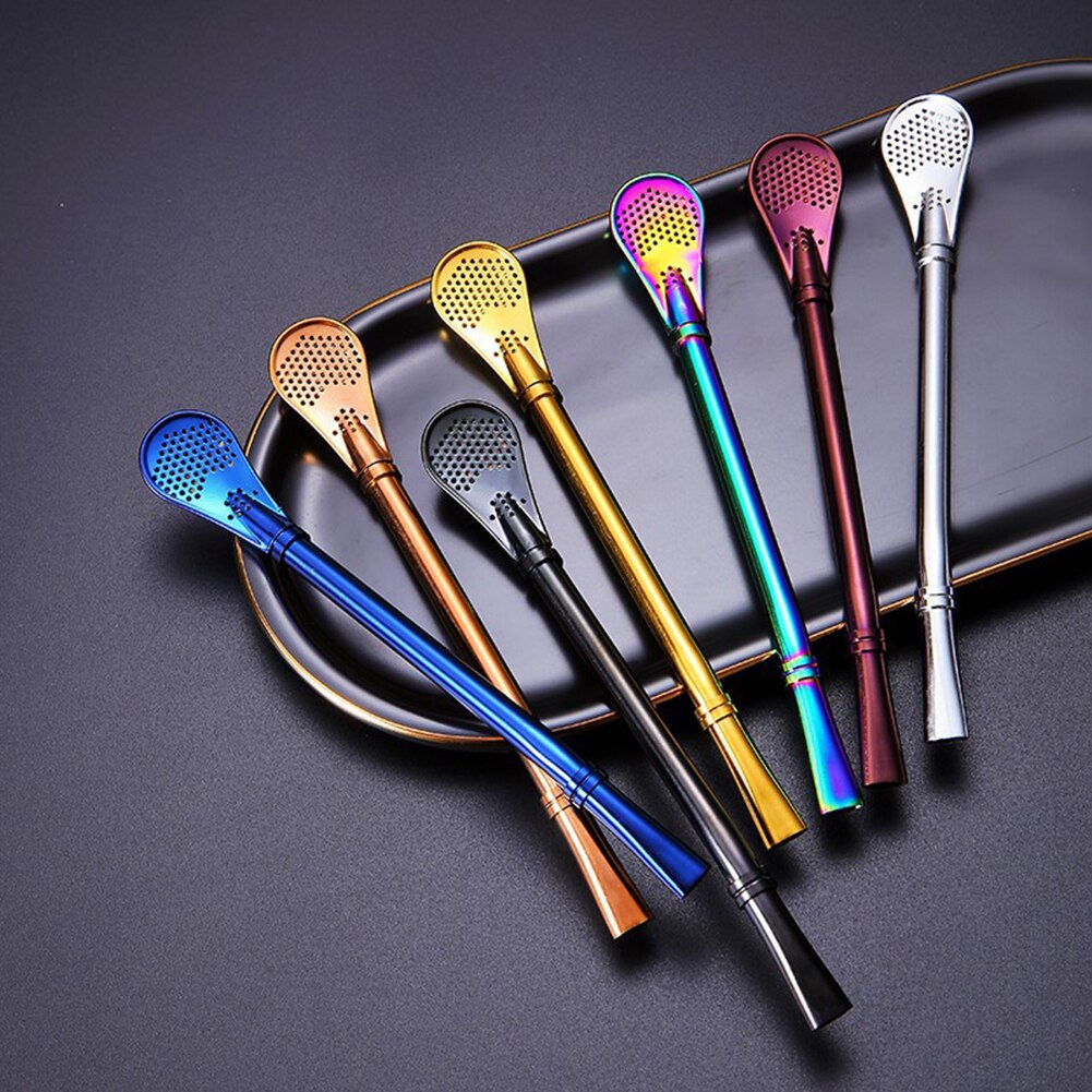 1pc Drinking Straw Stainless Steel Yerba Mate Straw Gourd Bombilla Filter Spoons Reusable Metal Pro Tea Tools Bar Accessories