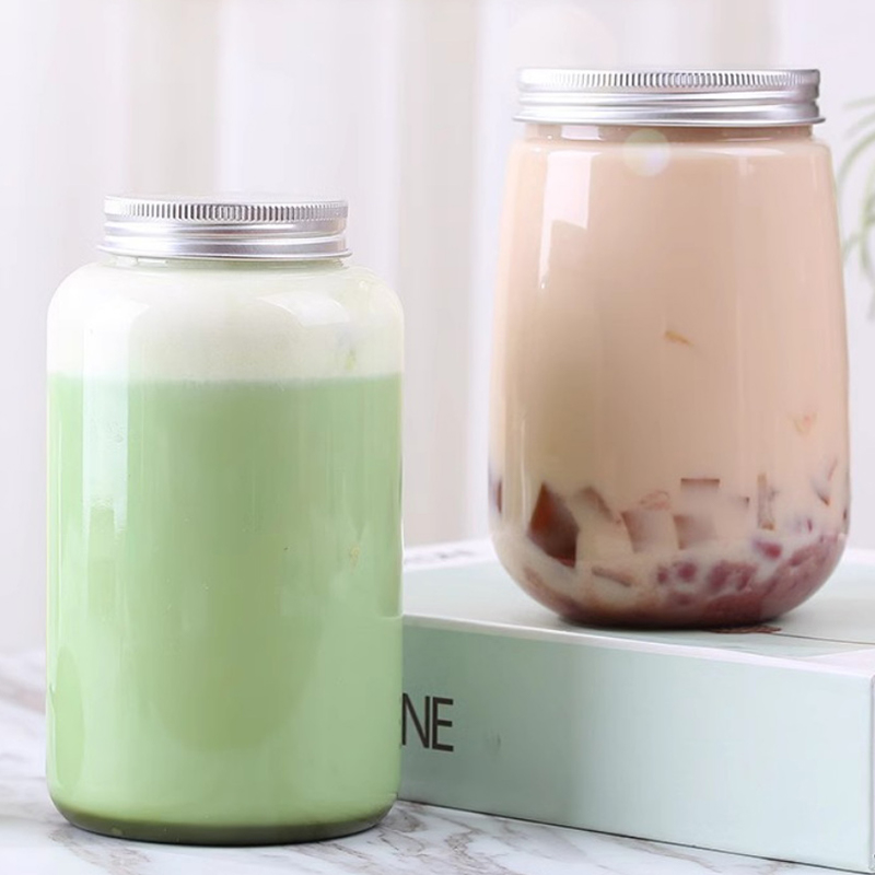 1pcs Plastic Milk Tea Drink Bottle Take Out Coffee Milk Tea Bar Supplies Mason Jars Drink Storage Containers For Food Party