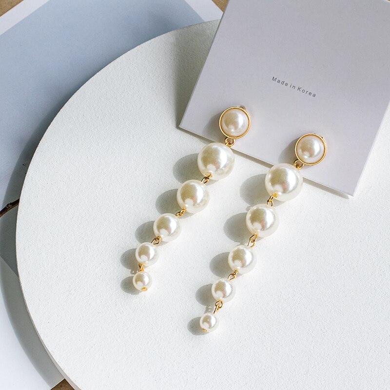 Boucles d'oreilles créoles en perles de culture coréennes, couleur or, simples, en forme de grand cercle, pour femmes, bijoux de mariage: Produit 1
