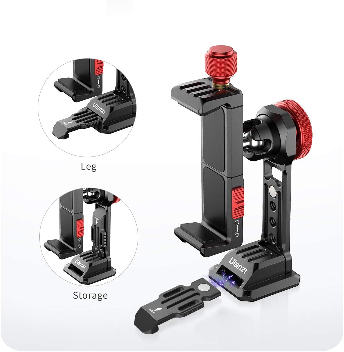 Ulanzi ST-14 Telefoon Statief Adapter Mount Aluminium Mobiele Telefoon Klem Attachment Verstelbare Verticale Beugel Voor Iphone 12 Pro Max