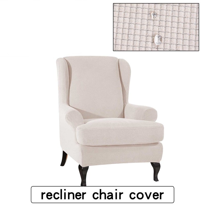 Vattentät all-inclusive elastisk fåtölj wingback soffa rygg stolsöverdrag fritidspall överdrag rutiga ränder skydd överdrag