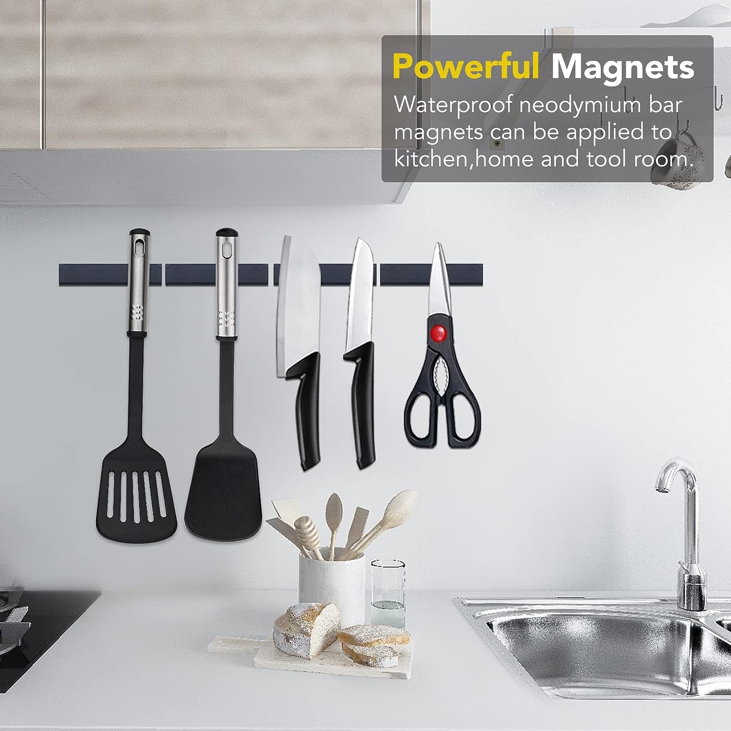 Waterproof Sturdy Neodymium Bar Magnets Powerful Rare Earth Magnets with Epoxy Coating and Double-Sided Adhesive for Shower Door