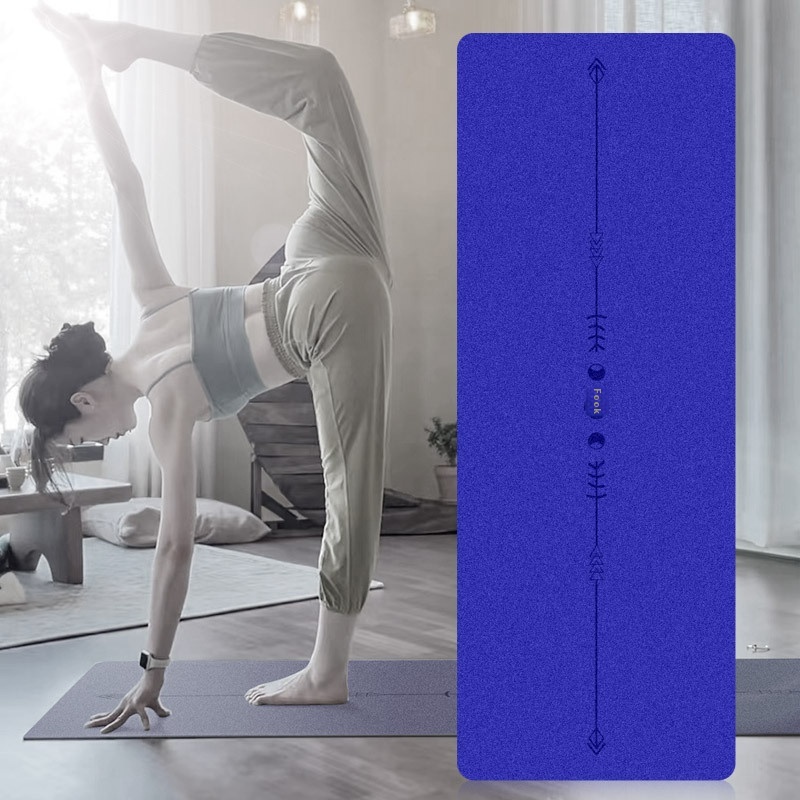 Estera de yoga de 5 mm de grosor con superficie de PU texturizada y base de caucho natural - Estera de ejercicios antideslizante y de alta densidad para el hogar/pilates (Alignm