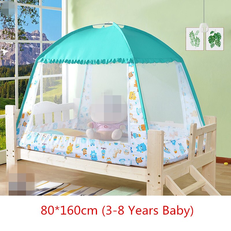 Tenda a rete per dormire per bambini estivi con staffa grande spazio per bambini zanzariera baldacchino per 0-8 anni biancheria da letto per bambini culla rete 4 dimensioni: 80x160cm blue