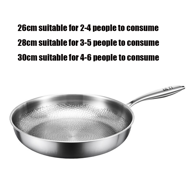 German Pure Titanium Kitchen Pans 26/28/30cm Non-stick Frying Pan Uncoated Fish Scale Hammer Pattern Steak Kitchen Cookware