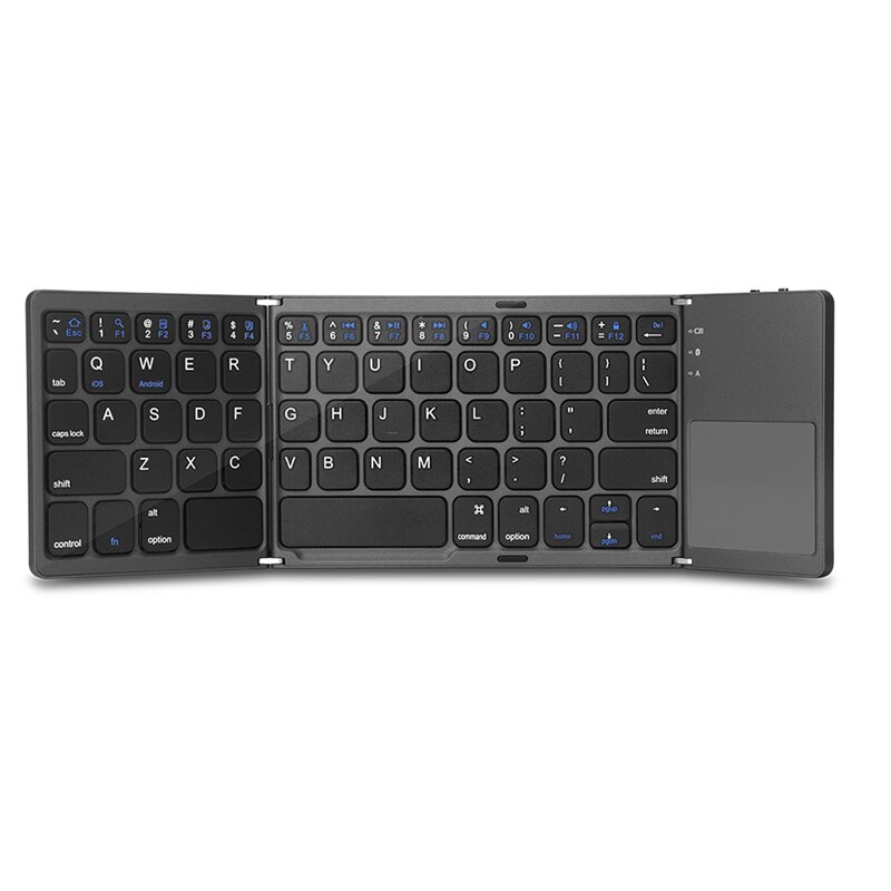 Handy Bluetooth Wireless Three Foldable Keyboard With Folding Touchpad Portable For IOS/Android/Windows ipad Tablet Keyboard: black