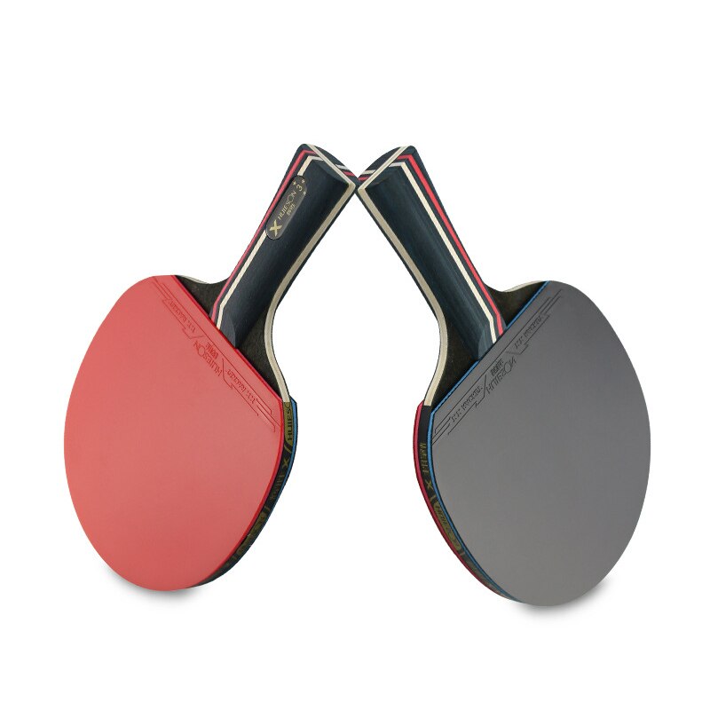 1 conjunto de 6 estrelas tênis de mesa bat 7-camadas profissional raquetes de ping pong longo punho curto fibra de carbono ping pong paddle carry bag: 2pcs long handle