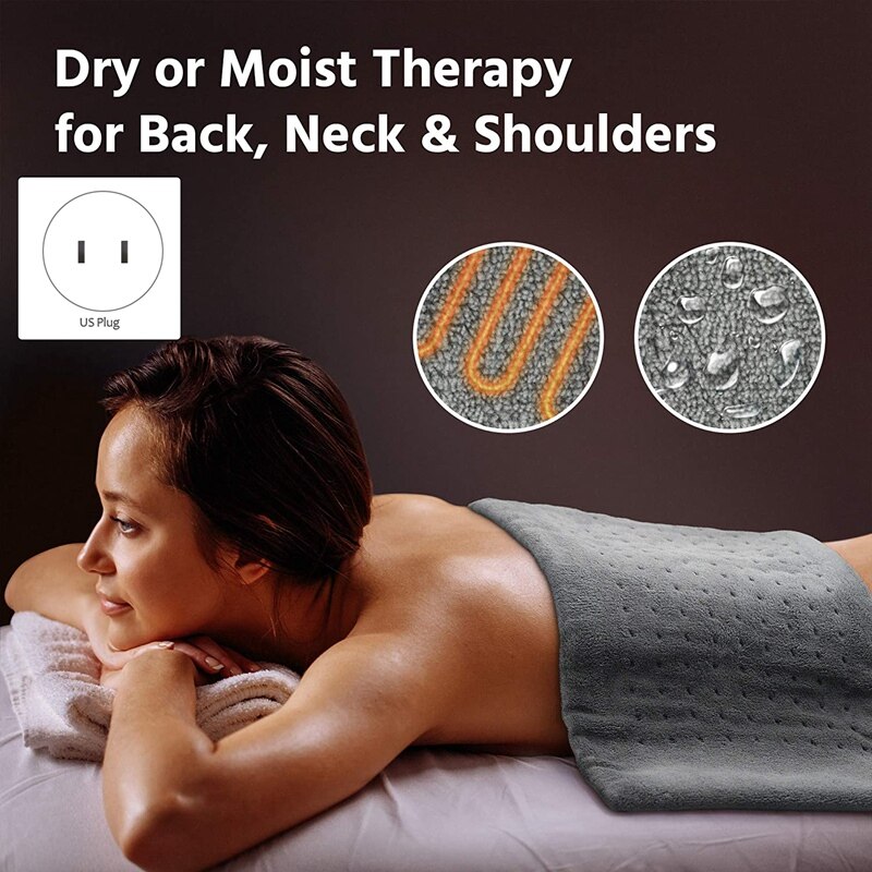 Extra Large Electric Heating Pad for Back Pain and Cramps Relief 12X24 Inch -Soft Heat for Moist &amp; Dry Therapy