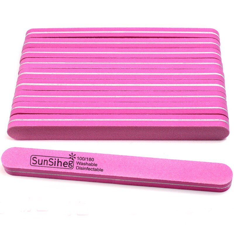 60Pcs Nail Files Nail Buffer 100/180 Double Side Grit Buffing Sanding Nail Makeup Tools Spong Nail File Women Salon: 60PCS-PINK