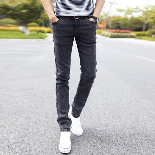 Desy feeci mærke mænd jeans slim fit skinny denim jeans elastiske straight jeans stretch bukser jeans til mænd: Snefnug sort jean / 33