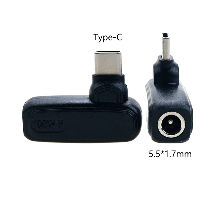 1 stk. 100w dc-strømstik hun- til usb type c-hanstikadapter universel bærbar computerstrømadapter pd-strømadapterstik: Sølv