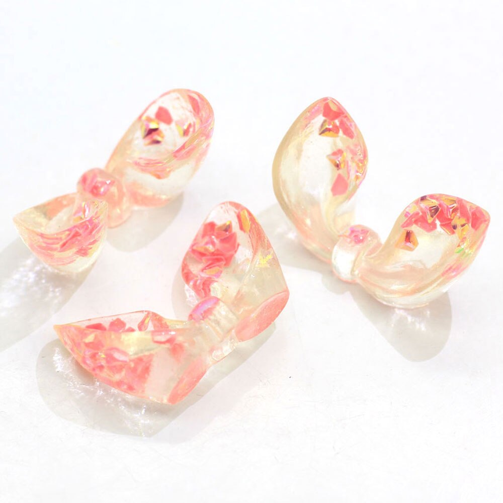 20/50 stuks 3d glitter konijnenoren strik kawaii flatback hars cabochon knutselen diy haarstrik decoratie benodigdheden embellishmen