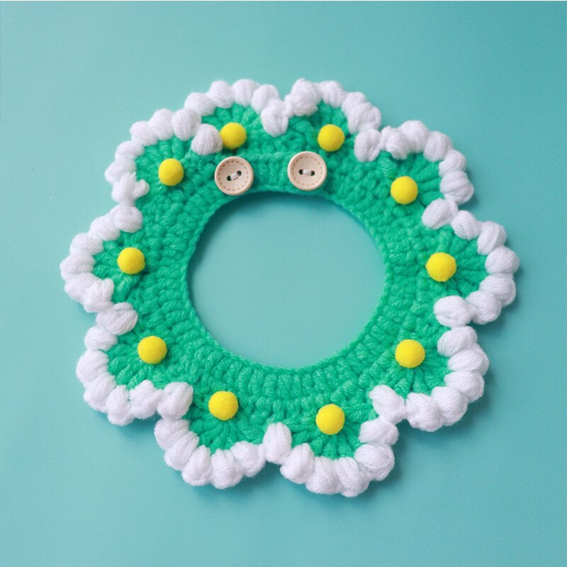 Macaron Knit Amarillo claro Babero para cachorro Pretty Green Collar de perro Bufanda Artículos para Bichon Frise Floral Pet Bows Pañuelo para el cuello de gato Maltés