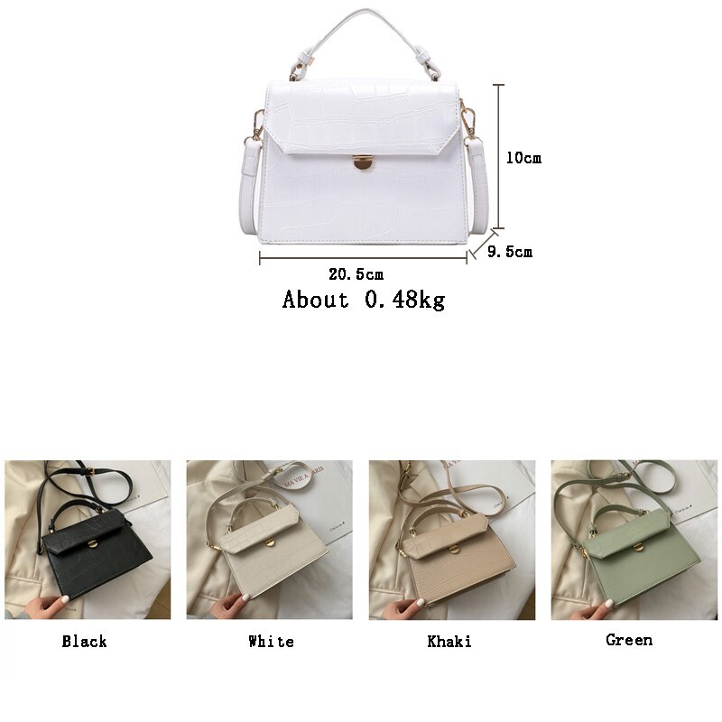 OLSITTI White Stone Pattern Crossbody Bags for Women Handbag Small Square Bag PU Leather Ladies Evening Bags