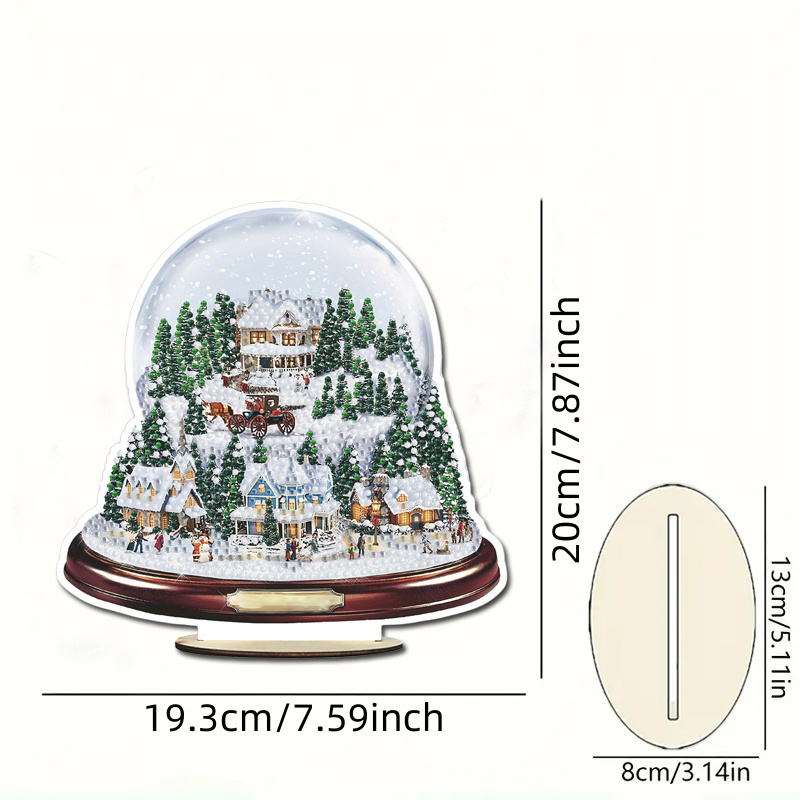 1pc/set DIY Diamond Art Christmas Table Ornaments One Side Wood Crystal Rhinestone Diamond Painting Christmas Decoration: Red