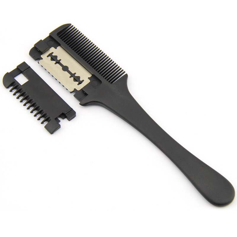 Hause Haar Schneiden Kamm Schwarz Griff Haar Styling Rasiermesser Pinsel Kämme Haar Trimmer Kamm Schneiden Verdünnung Kamm Mit Klinge: 1PC
