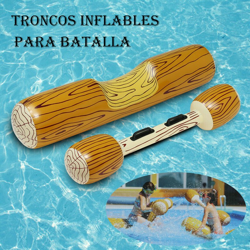 2 Pairs Fun Summer Log Flume Joust Swimming Pool Inflatable Float Game Set Toy Big Air Mattresses Water Toy Water Inflatable Bed