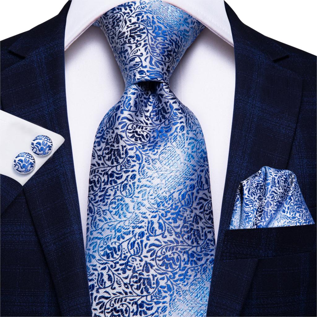 Hi-Tie-corbata de seda 100% para hombre, corbatas formales de lujo para boda, color azul, 8,5 cm