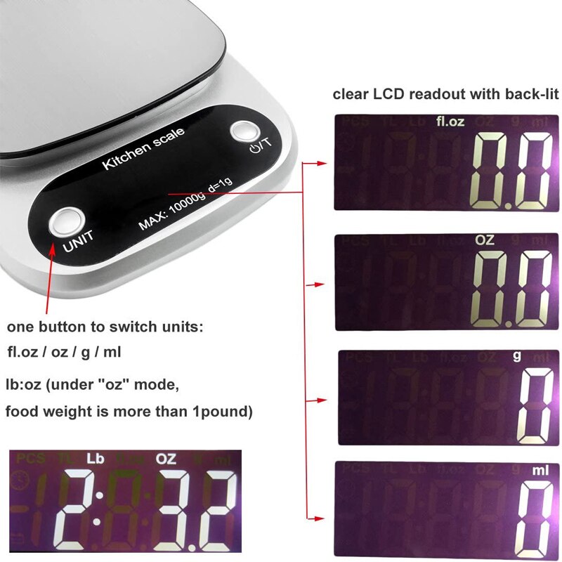 10kg Kitchen Scale Electronic Digital Food Scales With LCD Display Housewares Kitchen Accessories Novelty for Home Baking Cook