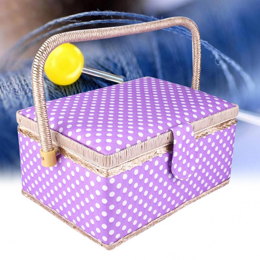 Panier de couture fait à la main, boîte de rangement d&#39;aiguilles de fil artisanal en tissu domestique, organisateur de fournitures de couture
