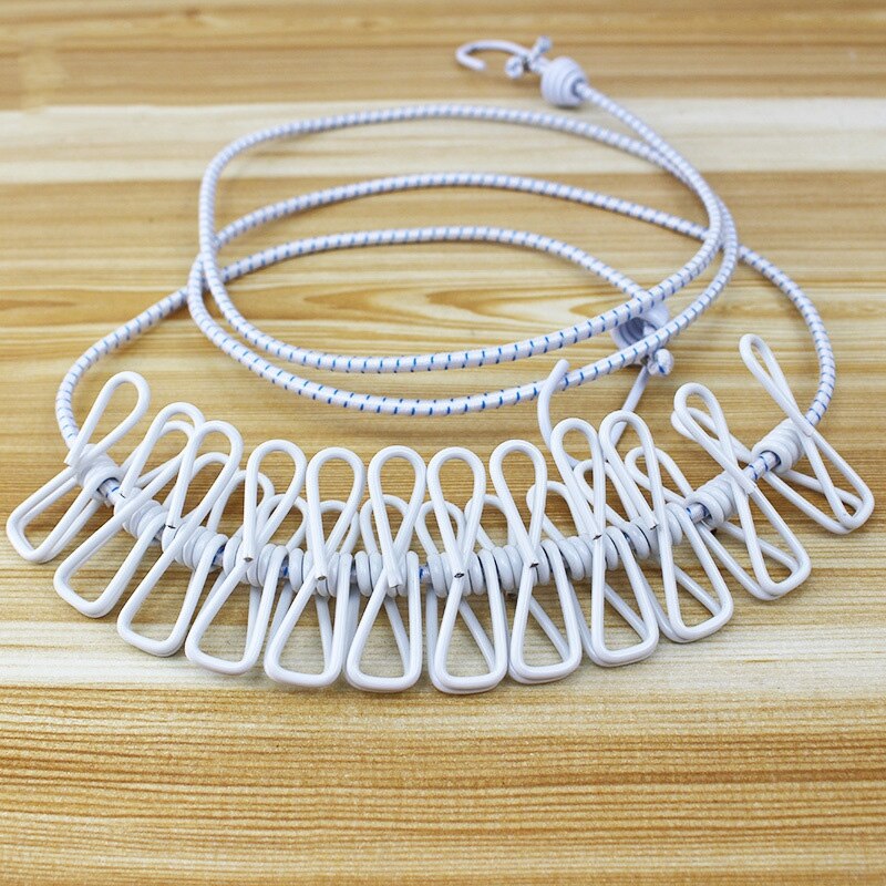 Portable Retractable Clothes Line Modern Household Storage Products Elastic Band Clip Windproof Non-Slip Clothesline: 01