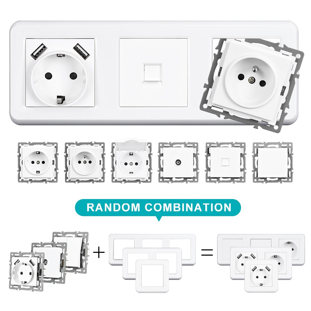 SRAN RJ45 socket,white flame retardant PC panel 82mm*82mm household internet interface socket